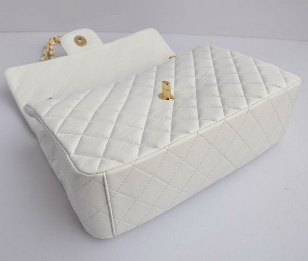 7A Replica Chanel Maxi White Lambskin Leather with Golden Hardware Flap Bag